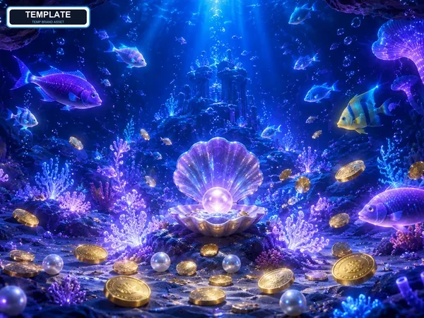 Fishing War screenshot showing a vibrant coral reef, a school of fish swimming across the screen, and the player's aiming reticle locked onto a high-value catch.
